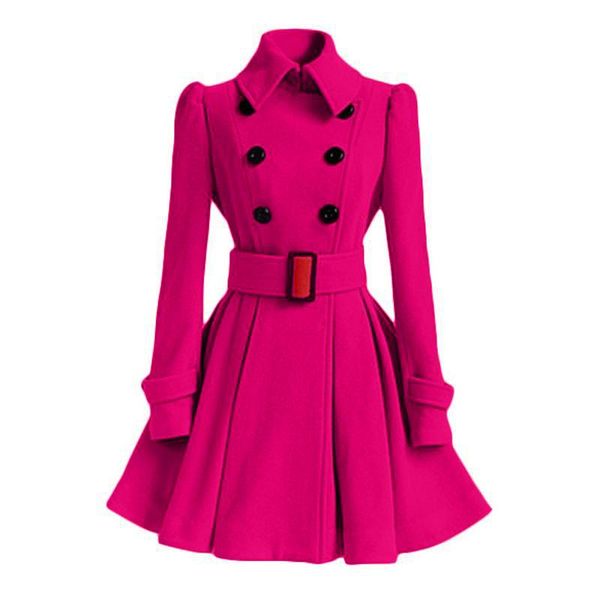 

raincoats sxxl new fashion classic winter thick coat europe belt buckle trench coats double breasted outerwear casual ladies dress coats, Black