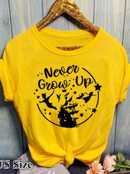 

never grow up letter print t shirt women short sleeve o neck loose tshirt summer ladies tee shirt clothes camisetas, White