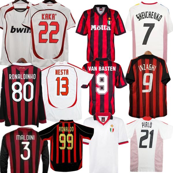 

milan van bastern retro soccer jerseys 93 94 maldini kaka nesta vintage football shirt 06 07 shevchenko gattuso pirlo 02 03 classic football, Black;yellow