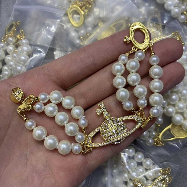 

charm bracelets designer letter vivian chokers luxury women fashion jewelry metal pearl bracelet cjeweler westwood motion current 55ess, Golden;silver