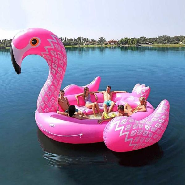 

6-7 person inflatable giant pink float large lake island toys pool fun raft water boat big island unicorn255v