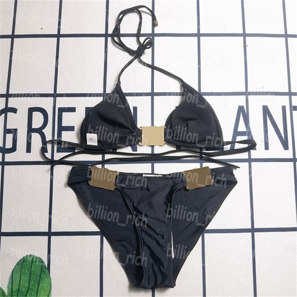 

luxury women bikinis set designer halter swimwear black split swimsuits fashionable beach pool spa bathing suits beach holiday bra briefs