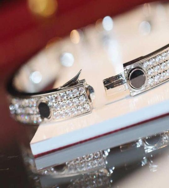 

v gold luxury quality punk charm bracelet with diamond and black color design for women wedding jewelry gift have box ps43606797994, Golden;silver