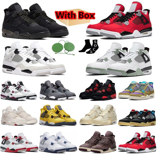 

men women basketball shoes with box og military black 4s red thunder black cat infrared bred university blue trainers jvh0