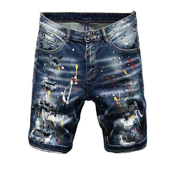 

men's shorts holes short jeans quality male stretch fit casual jeans streetwear shorts jeans t230502, White;black