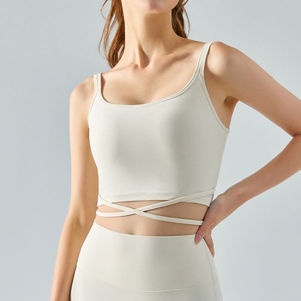

underwear yoga sports women's fixed chest pad fitness vest bra tight tj0, White