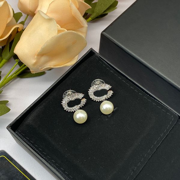 

c letter earring luxury designer stud earing ccity fashion women jewelry metal crystal pearl gold earrings cjeweler woman gift orecchini 546, Golden;silver
