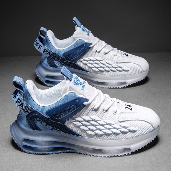 

big size men sneakers fashion running shoes mesh breathable cushioning basketball footwear outdoor jogging sports shoes, Black