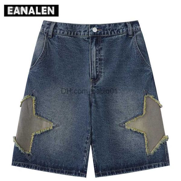 

men's shorts harajuku vintage star pattern denim shorts men's sunshine bermuda casual sports running basketball shorts college pan, White;black