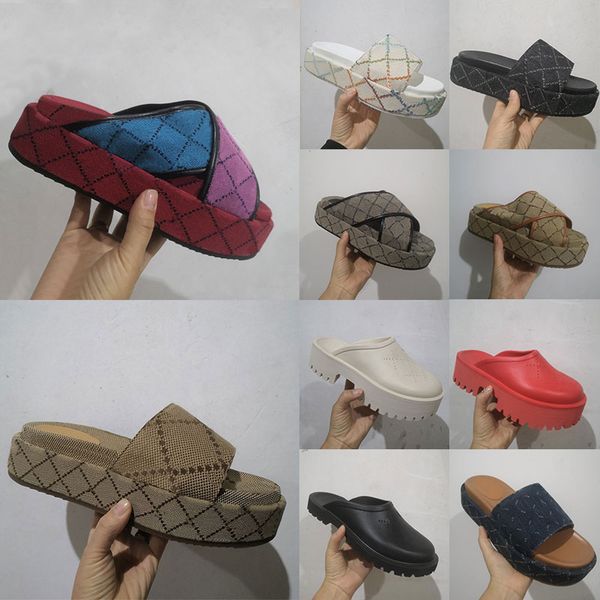 

luxury designer sandals women platforms floral brocade slippers flats rubber platform tiger mens womens loafers casual slides, Black