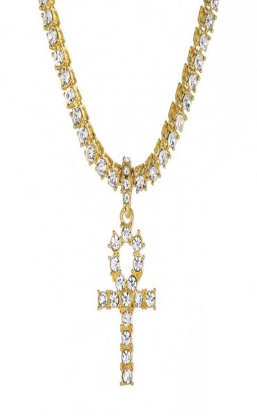

hip hop cross diamonds pendant necklaces for men women 1 row diamond chain necklace 6187568, Silver