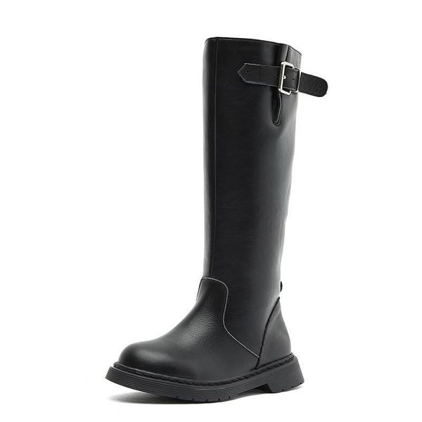 

kids boots childrens shoes girls footwear autumn winter leather high boot princess fashion e23911, Black;grey
