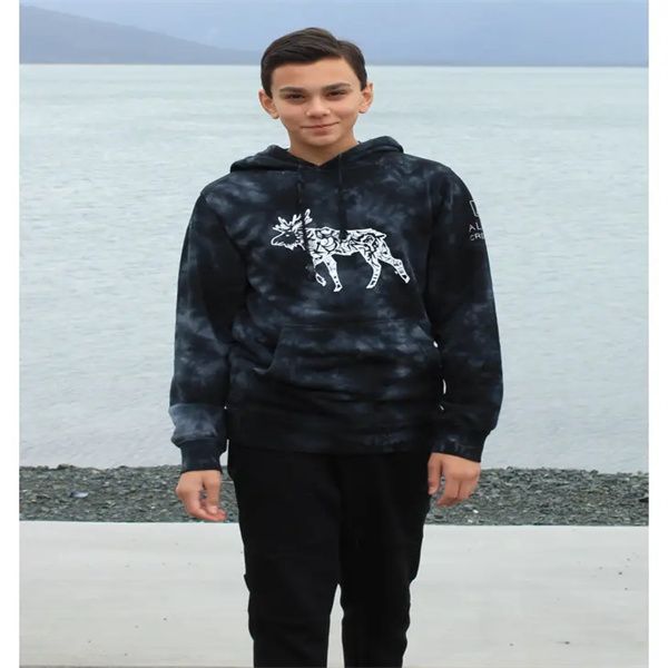 

2023 new black tie dye moose hoodie, Black;brown
