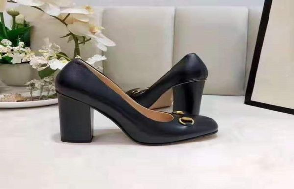 

2021 luxury classic office professional thick heel shoes women039s party 10cm size us35413592766, Black