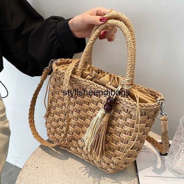 

stylisheendibags evening bags fashion tassel straw handbag 2022 summer new hand-woven rattan bag woven purse wicker beach bag bohemia should