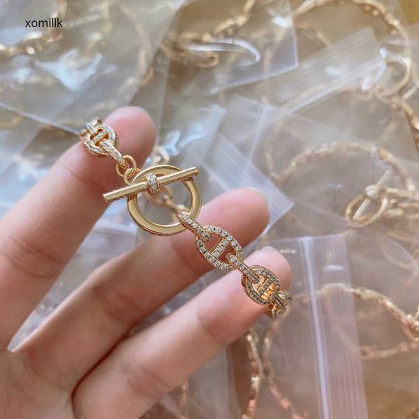 

hermm gift bracelets hollow out pig nose versatile bracelet fashion style s925 sterling silver plating with diamond rk2q, Golden;silver