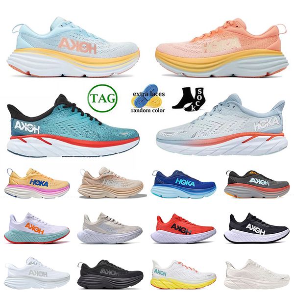

hoka bondi 8 running shoes shell coral peach parfait summer song clifton 8 light blue triple black carbon x2 dark shadow fiesta men women tr