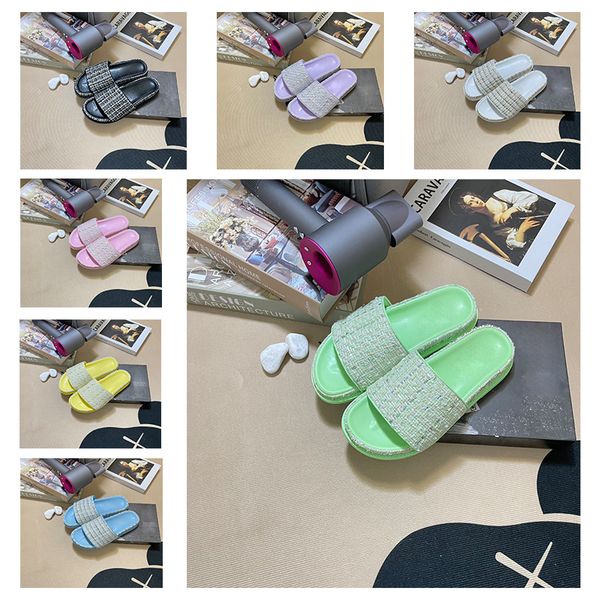 

fashion designer lady slippers womens flats thick bottom heel ladies leather slipper flip flops quilted woman beach slides shoes l bath colo, Black