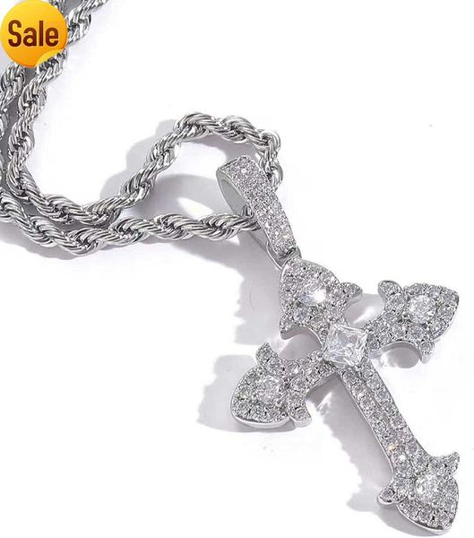 

qluanpy men's cross necklace gold/silver cross chain 60.96 cm 3d zircon cross pendant chain suitable for men's gifts.