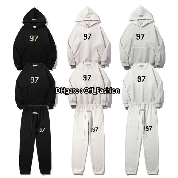 

letter ess warm hoodies mens loose hoodie designer woman pullover hooded fashion 2023 essentia suits hoody print dream sweatshirts clothing, Black