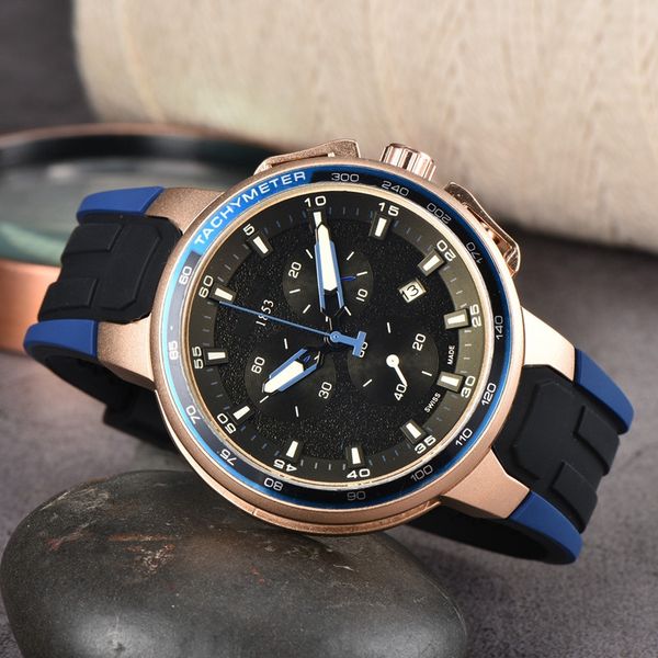 

wristwatches for men 2023 new mens watches six stitches all dial work quartz watch tis 1853 luxury brand chronograph clock rubber belt fashi, Slivery;brown