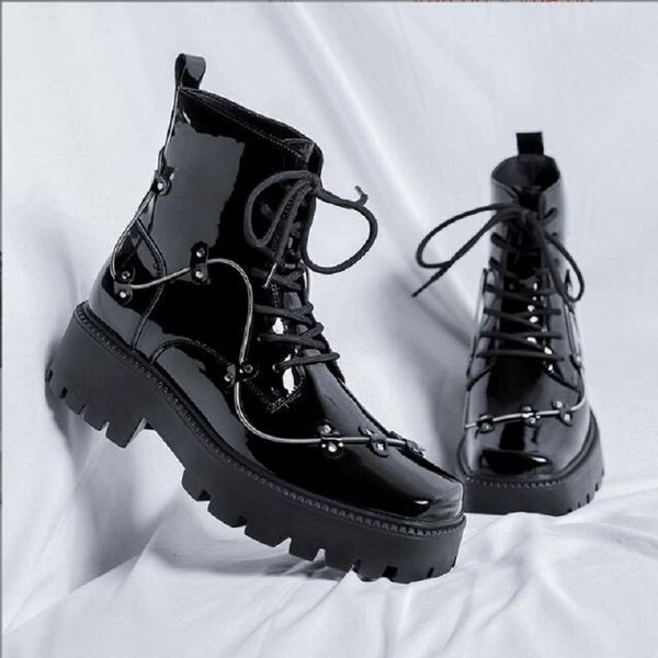 

new black brogue shoes men classic platform oxford dress shoes men retro patent leather footwear low-ankle party shoes d2h42