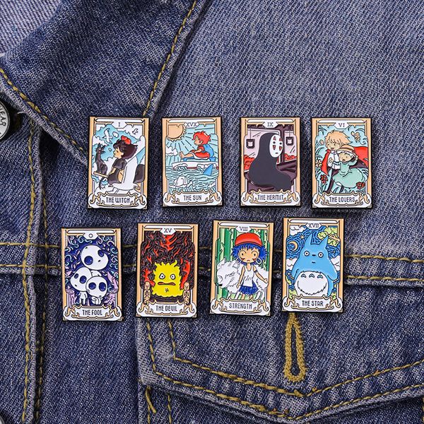 

childhood characters brooch sun hermit witch strength star devil louers fool brooch pin badge anime accessory, Blue