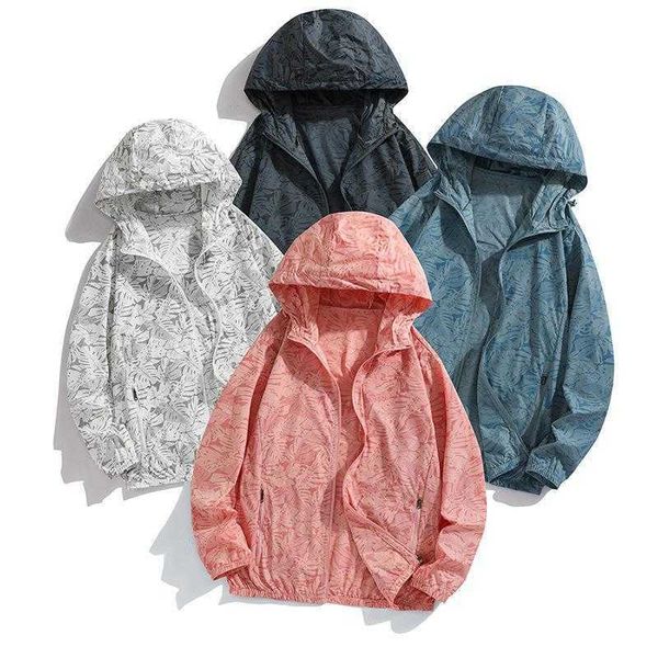 

sun protection clothing mens summer jackets korean style trendy loose printed, Black;brown