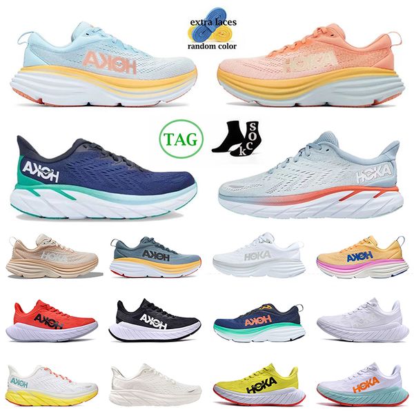 

2023 hoka designer running shoes bondi 8 summer song shell coral peach parfait carbon x2 coralv clifton 8 triple black white seeweed brown m