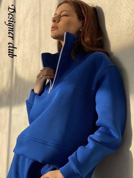 

pants women casual 2 pieces set solid zipper sweatshirt and long pants tracksuit 2022 autumn female stand collar sports suit, White