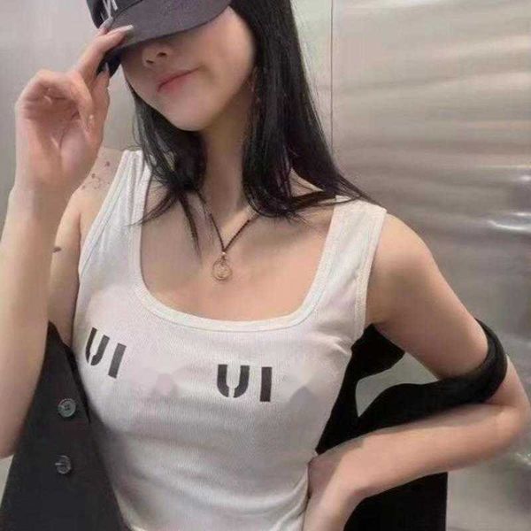 

spring vest designer sleeveless vests sling stitching letter jacquard knitted tank slim pullover bottoming shirt, White