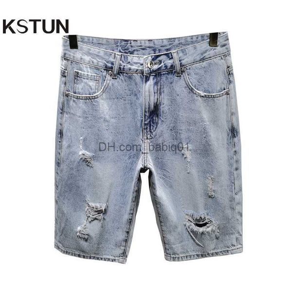 

men's shorts ripped jeans shorts men summer light blue straight denim shorts man hip hop distressed holes short male jeans hombre overs, White;black