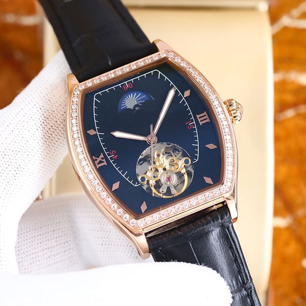 

fashion mens watch diamond-encrusted carved watch 42mm automatic mechanical watch hollowed out luminous waterproof wristwatch men's lux, Slivery;brown