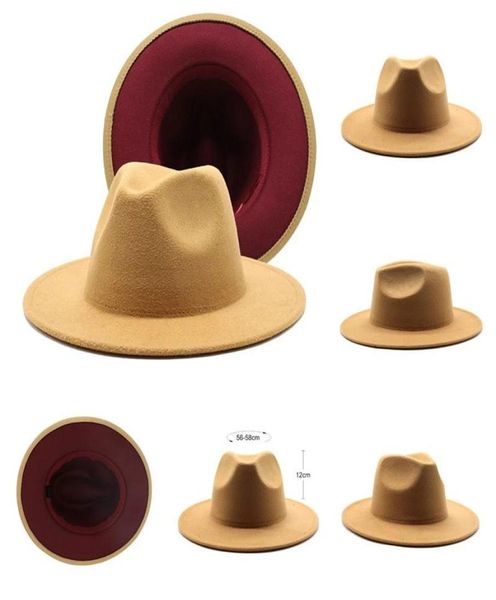 

women fedora hat camelwine red wide brim panama simple church derby hat lmitation wool felt hats men winter caps 20219003168, Blue;gray