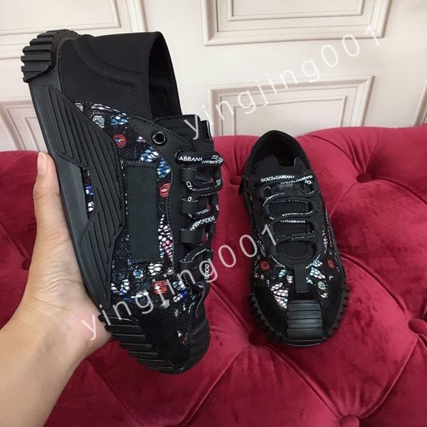 

luxury designer mens causal shoes fashion woman leather lace up platform sole sneakers white mens womens, Black