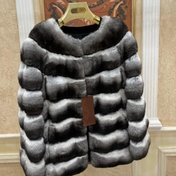 

fur real fur coats women natural rex rabbit fur jackets woman winter chinchilla fur coat luxury brand natural 2022, Black