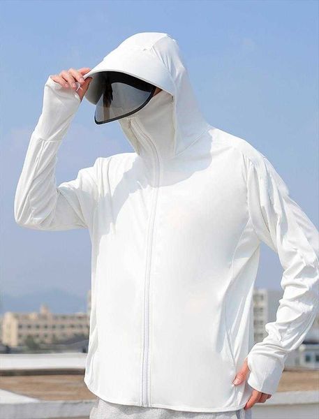 

mens summer sun protection clothing jackets ice silk mesh breathable and loose, Black;brown