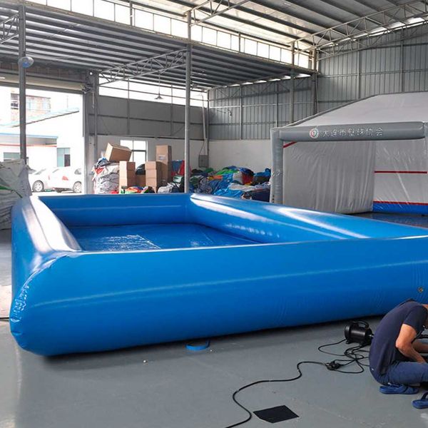 

4x4x0.6m square blue kids big inflatable water roller walking zorb ball pool children floating boat swimming pool for amusement park us