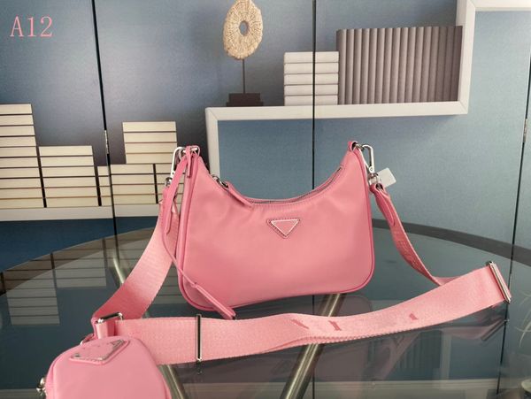 

5aa quality new luxury 2pcs/set women shoulder bag waterproof canvas nylon chest pack lady tote chains pink handbags presbyopic purse messen