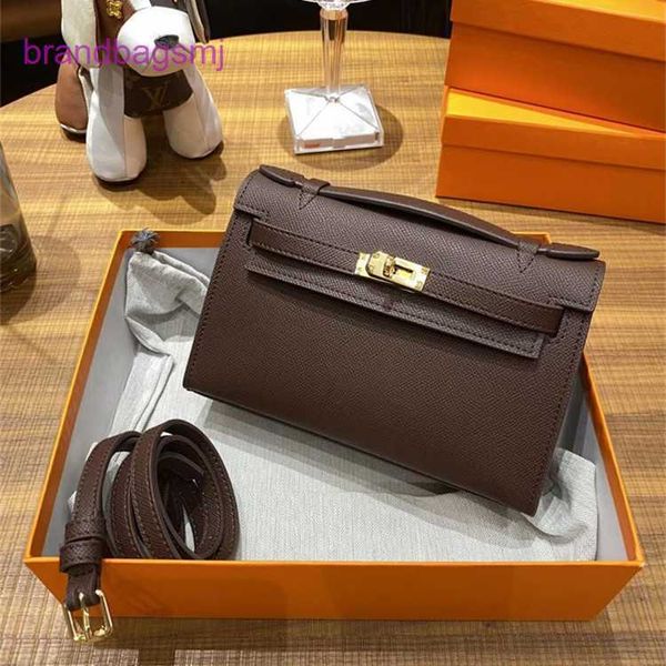 

original designer handbags hermm 2023 new women's bag first generation kelys cow leather palm pattern handheld one shoulder crossbody f