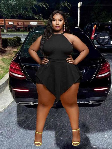 

pants summer women plus size clothing halter jumpsuits streetwear sleeveless jumpsuit shorts clubwear wholesale bulk dropshipping, Black
