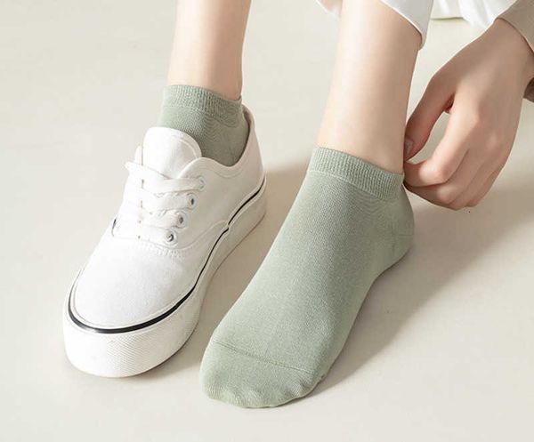 

boat socks girls' summer pure short tube boneless breathable leisure solid color all cotton antibacterial resistant one pack of ten pai, Black;white