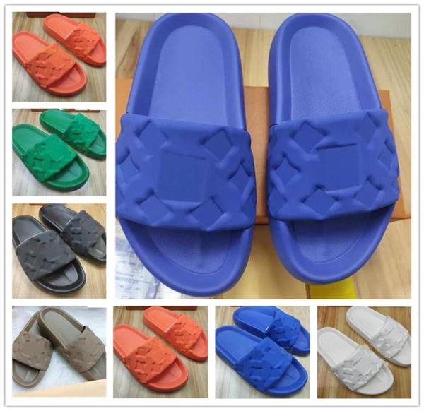 

waterfront embossed couple slippers mule rubber slide men women slides luxury flat shoes sandals summer beach indoor outdoo4098246, Black