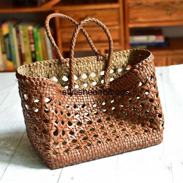 

stylisheendibags shoulder bags braided cowhide hollowed-out vegetable basket bag