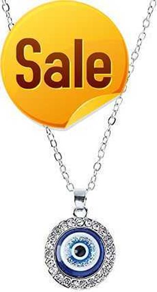 

b t evil eye pendant/necklace brass rhinestone, Silver