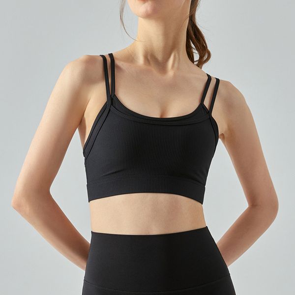 

sports yoga bra underwear women's running fitness with chest pad vest0hx8, White