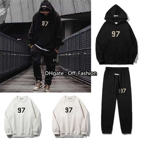 

letter ess warm hoodies mens loose hoodie designer woman print pullover hooded fashion 2023 essentia suits hoody dream sweatshirts clothing, Black