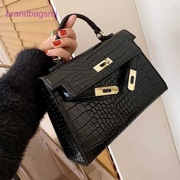 

original designer handbags hermm black bag new style women's fashion high grade crocodile crossbody foreign handheld kelys mini