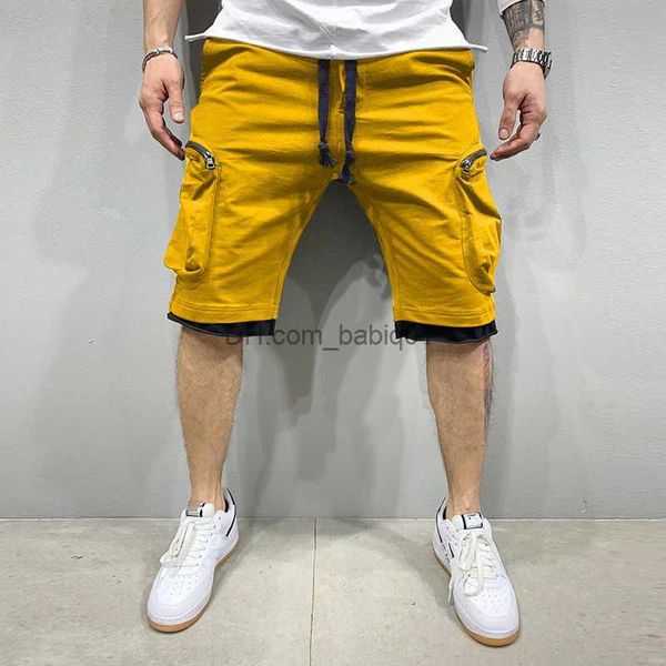 

men's shorts summer gym quick-drying shorts casual fitness streetwear men's jogging short pants men multi-pocket sport casual hip, White;black