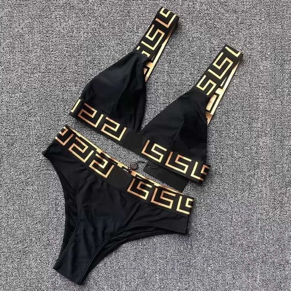 

versage bikinis women bikini sets swimwear designer swimsuit bikini womens swims custom swimsuit vercace letter printed split swimsuit strap, Black